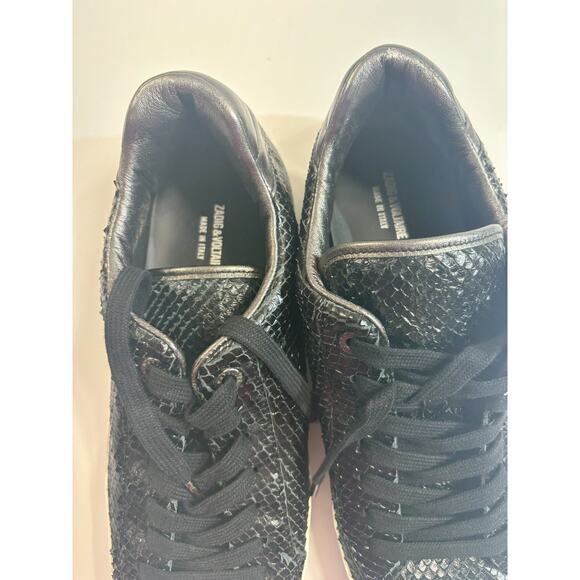 Zadig & Voltaire NWOB Men's Neo Keith Black Leather Sneaker Distressed Size EU45 - Picture 6 of 8